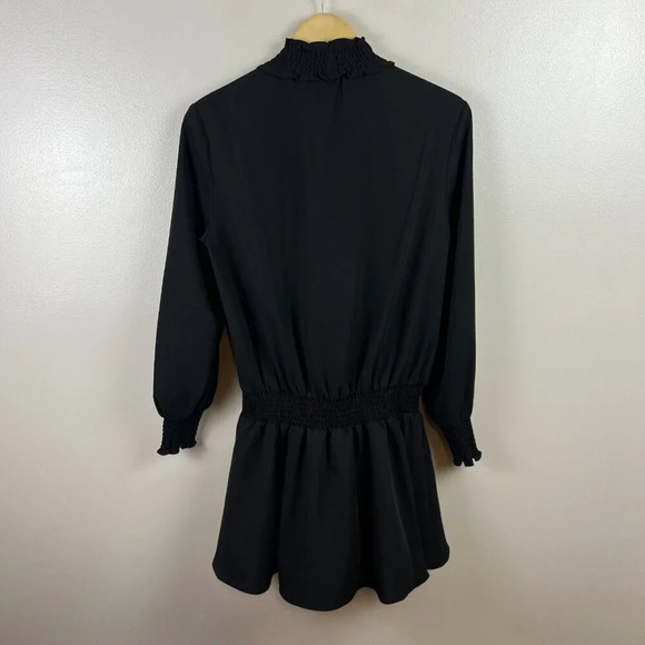 Amanda Uprichard Kestin Ruffle Mini Dress Size Small Black High Neck Party Event - Picture 3 of 10